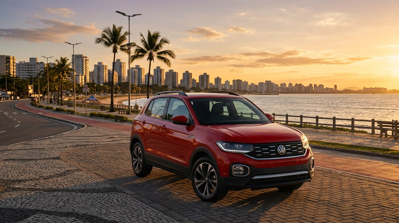 O carro da Eiii, BORA? na orla da Grande Vitória ao entardecer